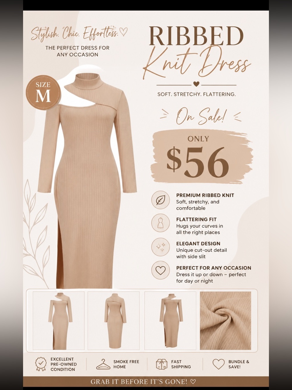 Ladies Sexy Open Show Slit Dress Turtleneck Strip Long Skirt - Picture 1 of 5